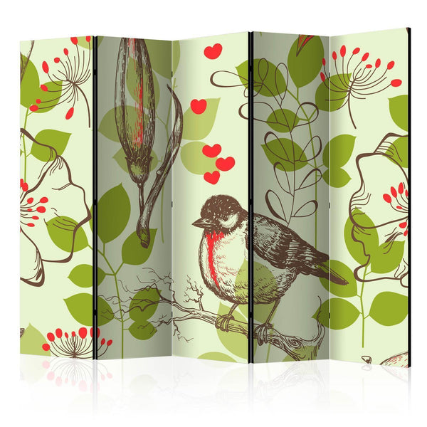Room Divider - Bird and lilies vintage pattern II