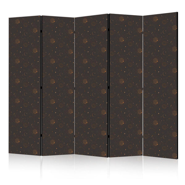 Room Divider - Night Sky - Artistic Composition of Suns and Planets on a Black Background