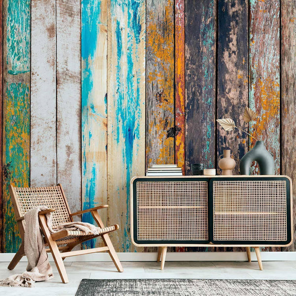 Wall Mural - Wooden Rainbow