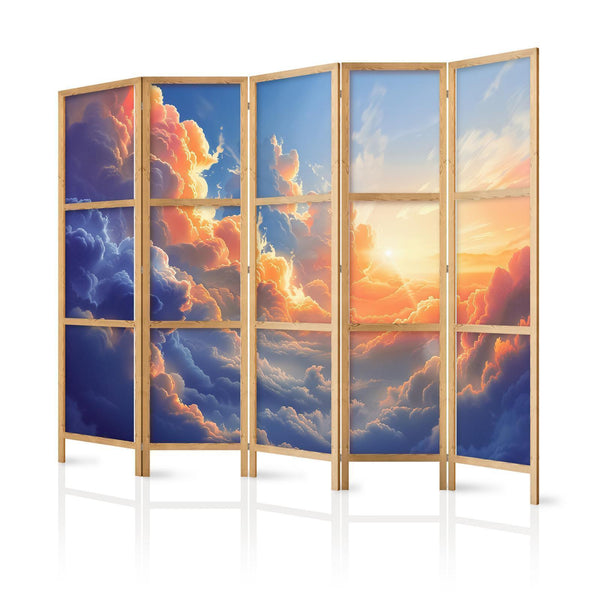 Japanese Room Divider - Sunset Over a Cloudy Sea: A Wonderful Symphony of Colors