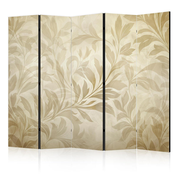 Room Divider - Botanical Motif with Leaves and Vines in Sandy Colors