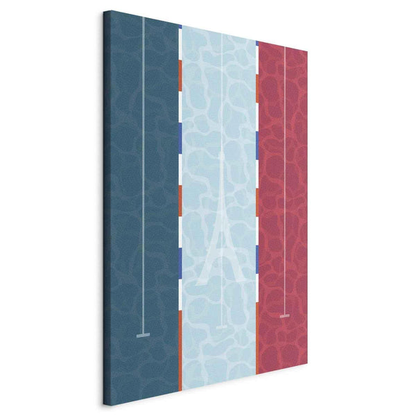 Canvas Print - Graphic Illustration of a Swimming Pool Against the Backdrop of the French Flag