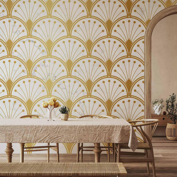 Wall Mural - Gold and Marble Art Deco-inspired Pattern