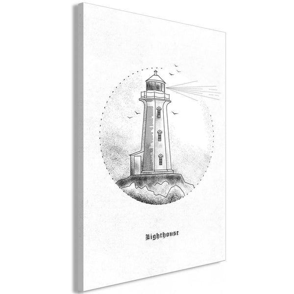 Canvas Print - Black and White Lighthouse (1 Part) Vertical