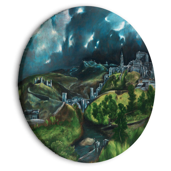 Round Canvas Print - View of Toledo (El Greco)