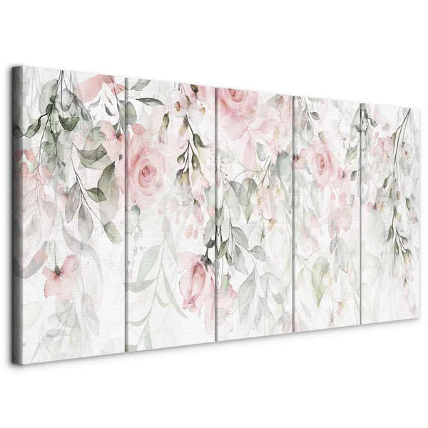 Canvas Print - Waterfall of Roses (5 Parts) Narrow - First Variant
