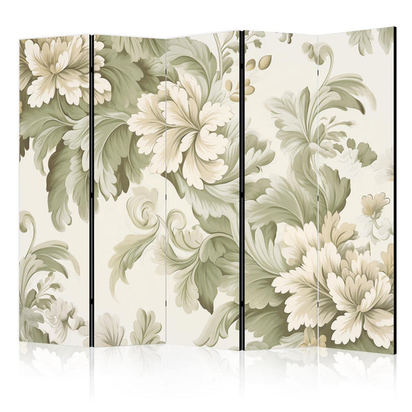 Room Divider - Retro Vintage Flowers in Delicate Cream and Green Colors