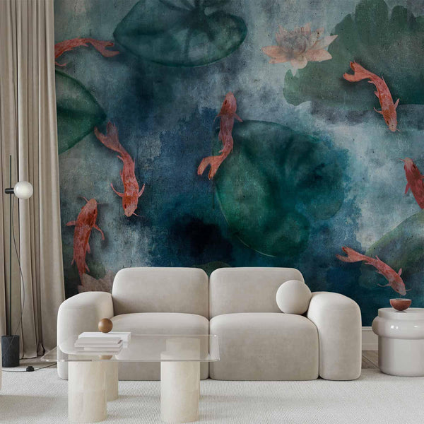 Wall Mural - Pond - composition with fish in a lake and plants