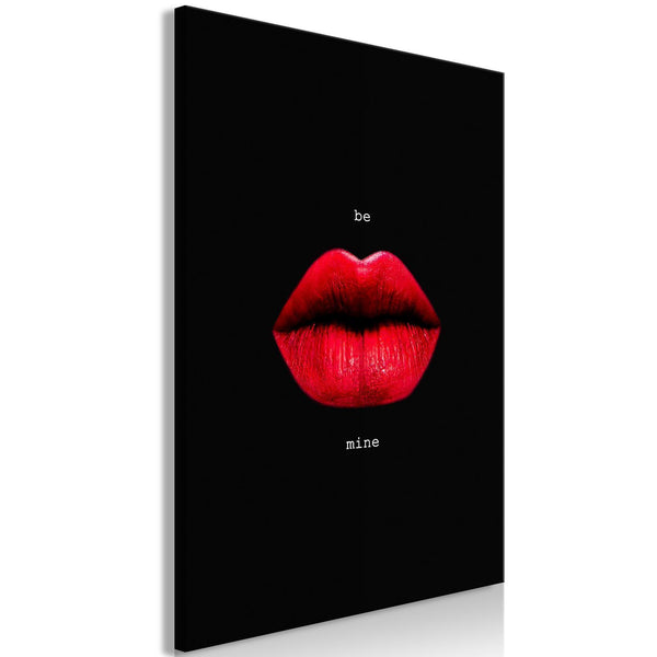 Canvas Print - Red Lips (1-part) - Black Background with English Text
