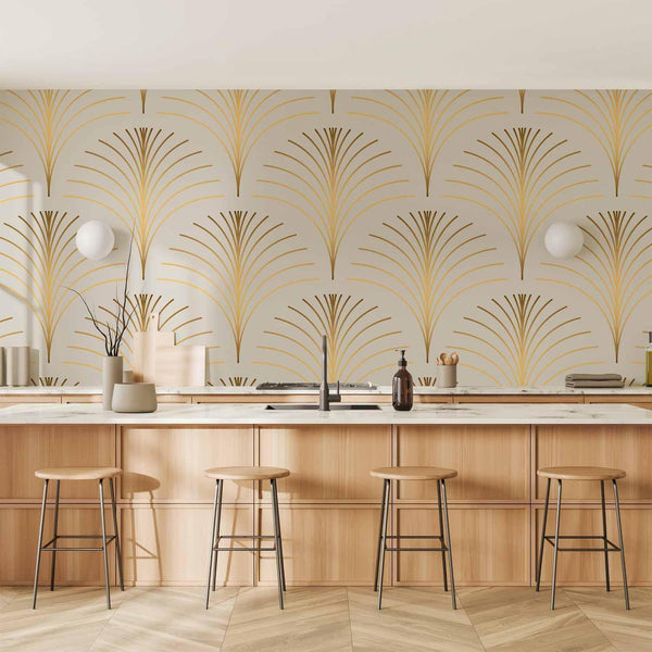 Wall Mural - Gold Linear Pattern on Marble Background