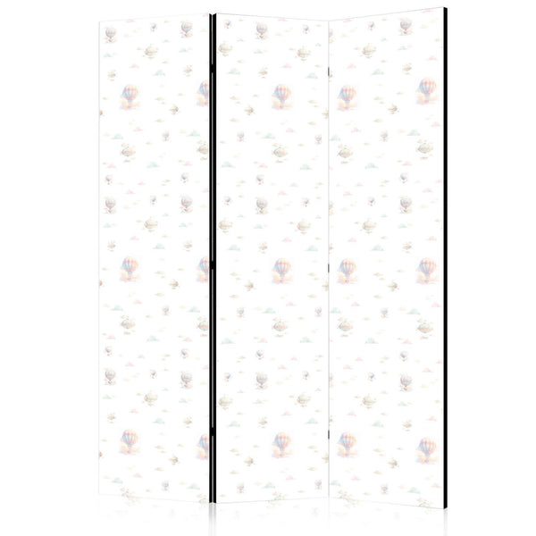 Room Divider - Watercolor - Colorful Balloons and Airships Against Colorful Clouds