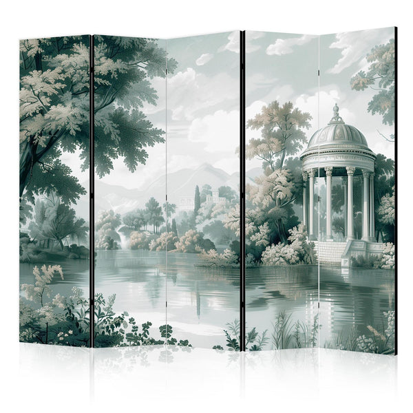 Room Divider - View of the Park and Lake - Retro Vintage Landscape in Greens