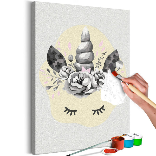 Paint By Numbers Kit - Rhino and Flowers