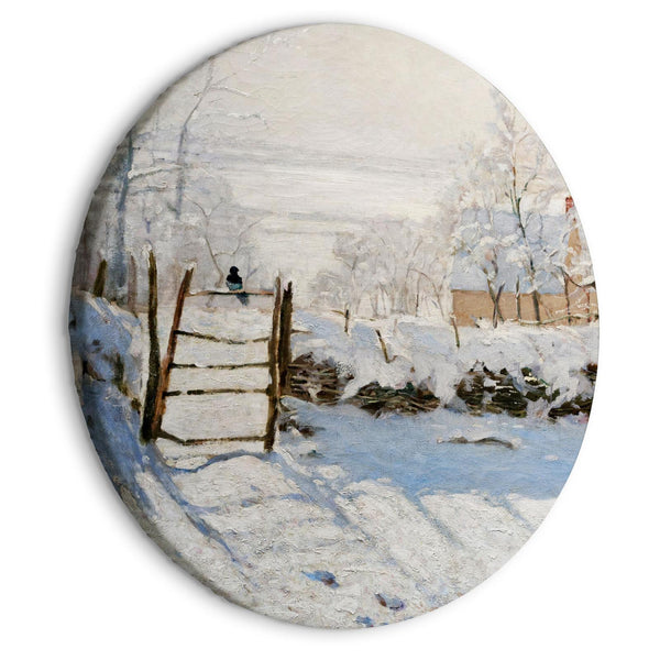 Round Canvas Print - Claude Monet’s Magpie - Normandy’s Painted Winter Landscape