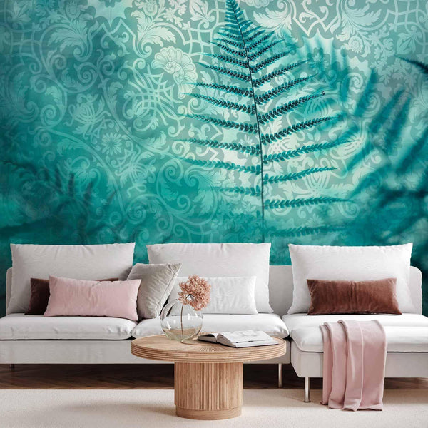 Wall Mural - In a forest retreat - abstract composition with ferns and patterns