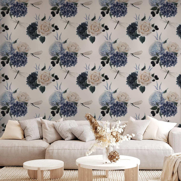 Wallpaper - Roses and Hydrangeas
