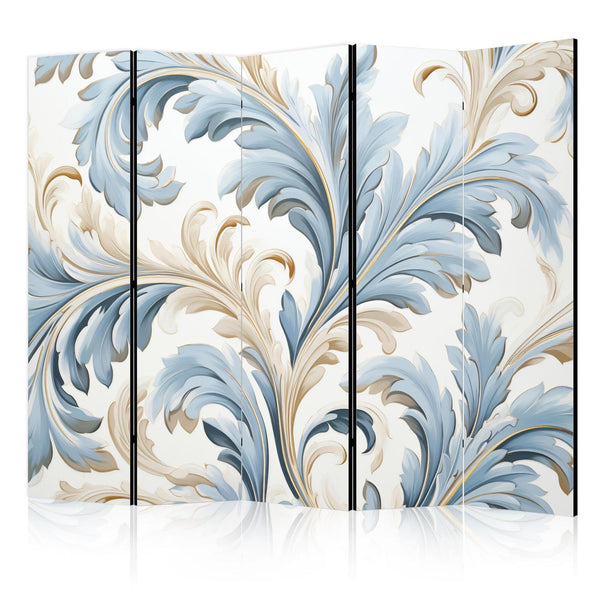 Room Divider - Baroque Ornaments in Light Creamy Blue Colors