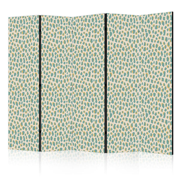 Room Divider - Giraffe Pattern - Animal Pattern in Turquoise Spots on a Light Background