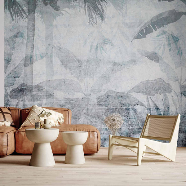 Wall Mural - Vanishing jungle - landscape of exotic nature in blue tones