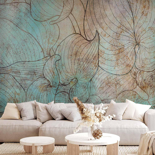 Wall Mural - Leaves in Blue