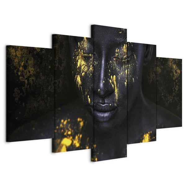 Canvas Print - Bathed in Gold (5 Parts) Wide