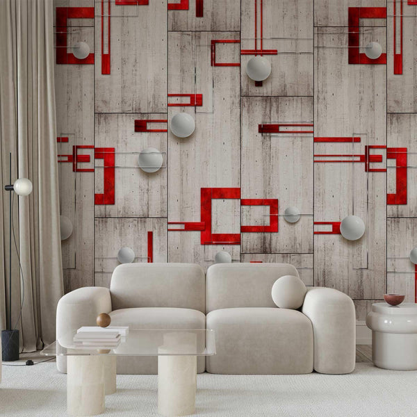Wallpaper - Concrete red frames and white knobs