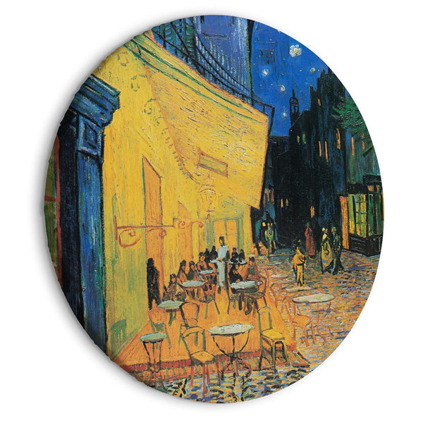 Round Canvas Print - Café Terrace at Night Vincent Van Gogh - View of a French Street