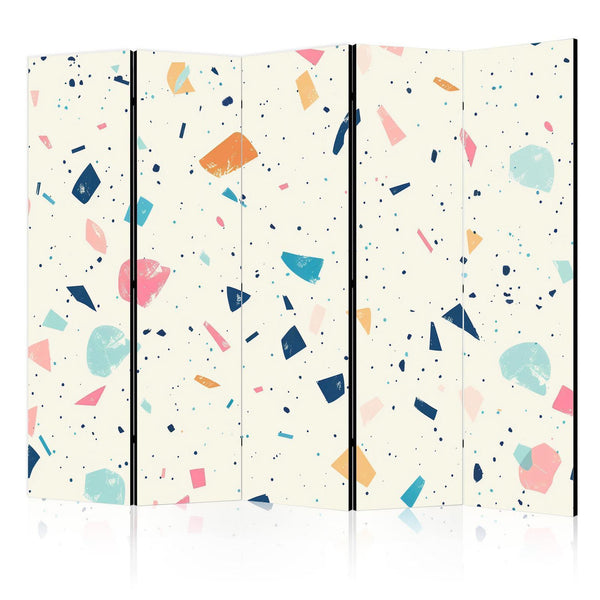 Room Divider - Terrazzo with Multicolored - Large Elements - Cheerful Pattern on a Light Background