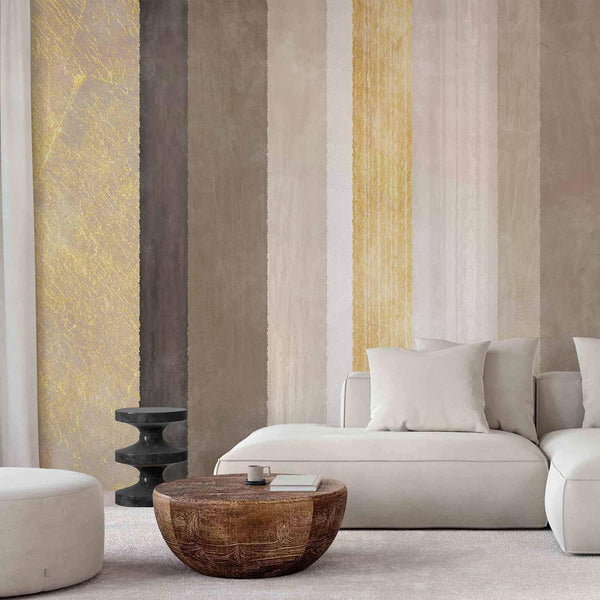 Wall Mural - Striped pattern - abstract background in various stripes with gold pattern