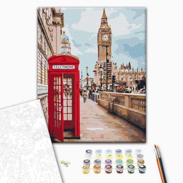 Paint By Numbers Kit - Telephone box against the backdrop of Big Ben