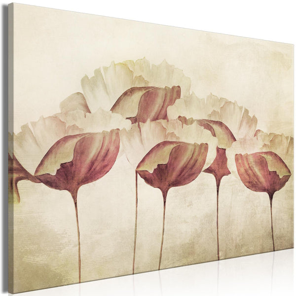 Canvas Print - Flowers in Beige (1 Part) Wide