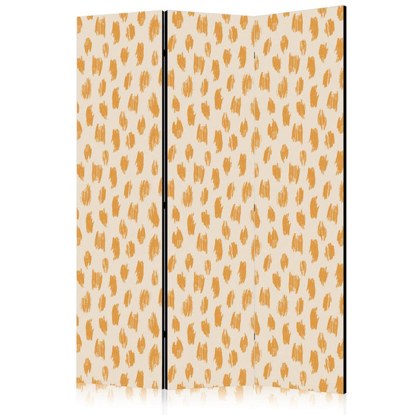 Room Divider - Drawn Pattern in Spots and Dots in Shades of Orange and Ecru