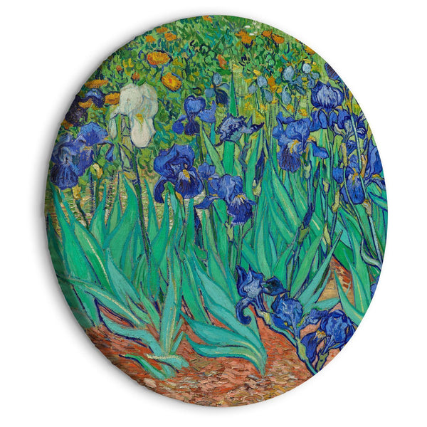 Round Canvas Print - Irises by Vincent Van Gogh - Blue Flowers in the Meadow