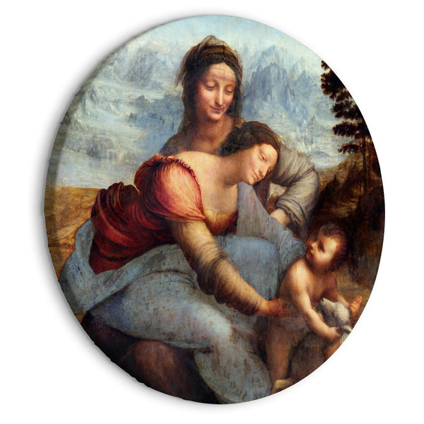 Round Canvas Print - The Virgin and Child with Saint Anne (Leonardo da Vinci)