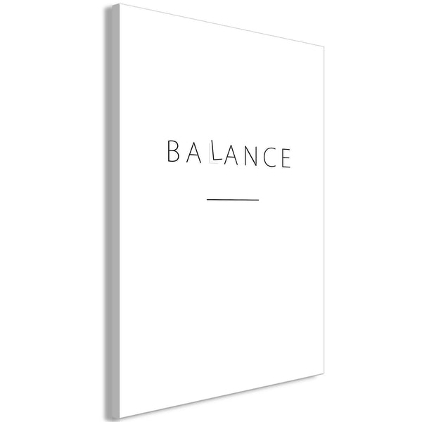 Canvas Print - Balance of Words (1-part) - Black English Text on White