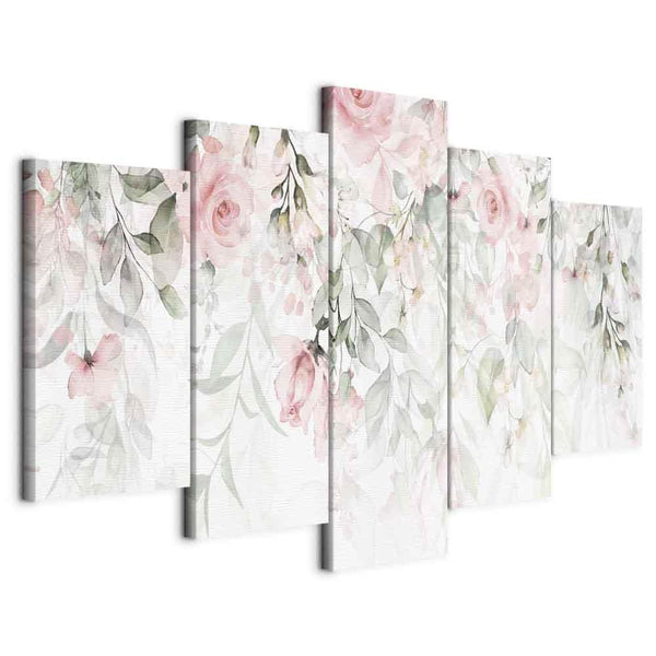 Canvas Print - Waterfall of Roses (5 Parts) Wide - First Variant