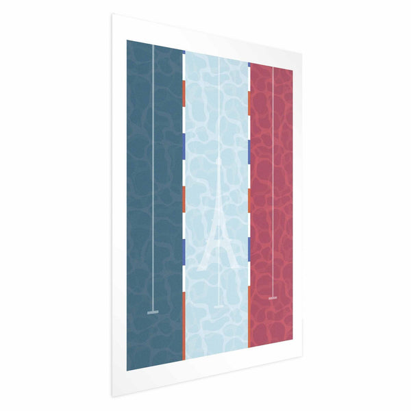 Poster - Illustration of a Pool Against the French Flag