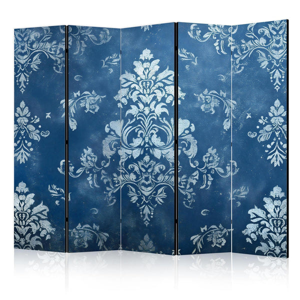 Room Divider - Retro Ornament - Decorative Motif in Rubbed Blues