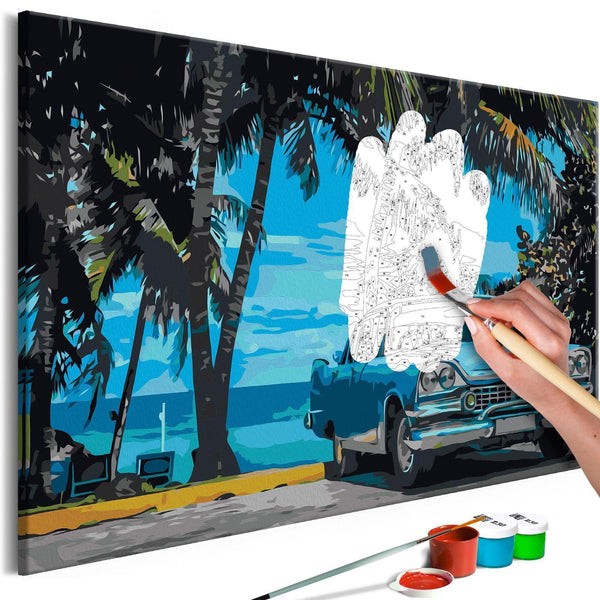 Paint By Numbers Kit - Car under Palm Trees
