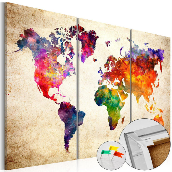 Decorative Pinboard - Corkboard Map in Watercolor
