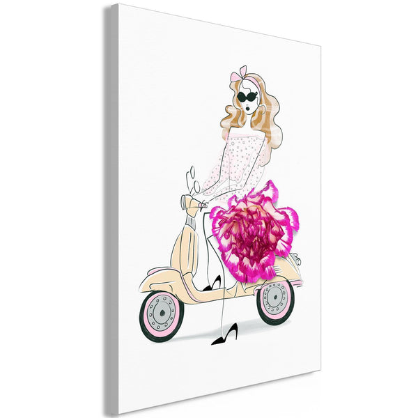 Canvas Print - Girl on a Scooter (1 Part) Vertical