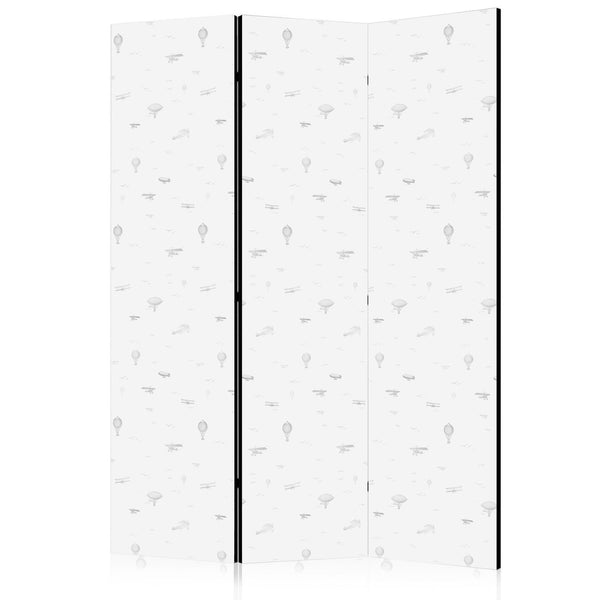 Room Divider - Drawing - Airplanes - Balloons - and Airships Against a Sky Full of Birds