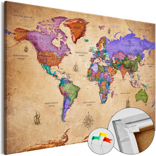 Decorative Pinboard - Colourful Travels (1 Part) Wide