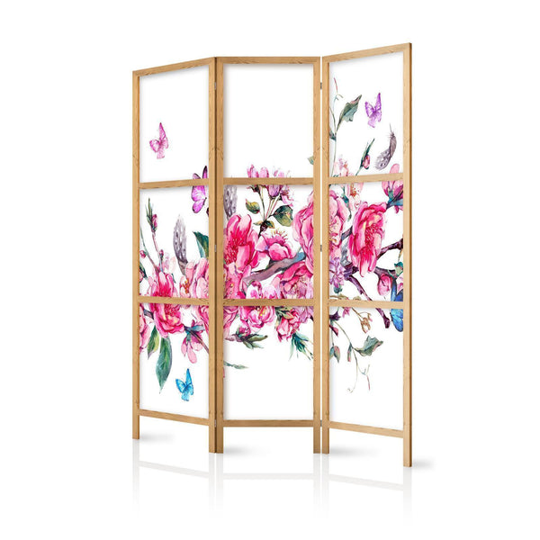 Japanese Room Divider - Style: Flowers and Butterflies