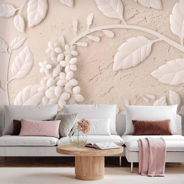 Wall Mural - Paper Flowers (Beige)
