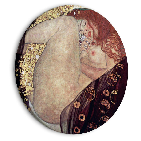 Round Canvas Print - Gustav Klimt - Danae - Painted Nude Showing a Lying Woman