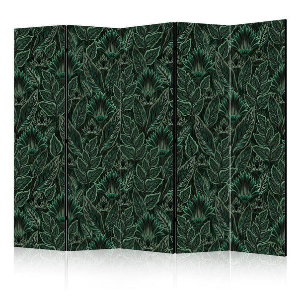 Room Divider - Dense Vegetation - Botanical Patterns in Illustrative Style Green