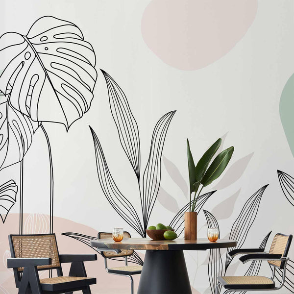 Wall Mural - Leaves in Pastels