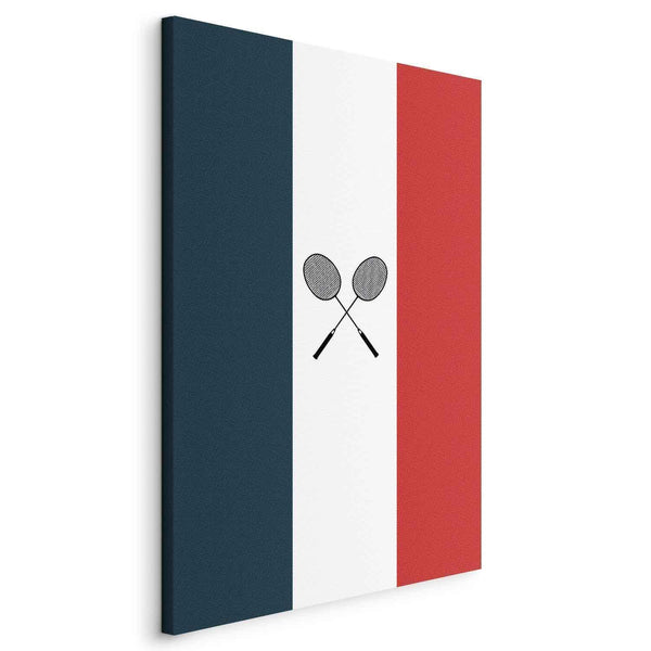 Canvas Print - Black Badminton Rackets Against the Backdrop of the French Flag