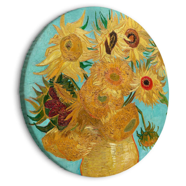 Round Canvas Print - Vase with Twelve Sunflowers (Vincent van Gogh)